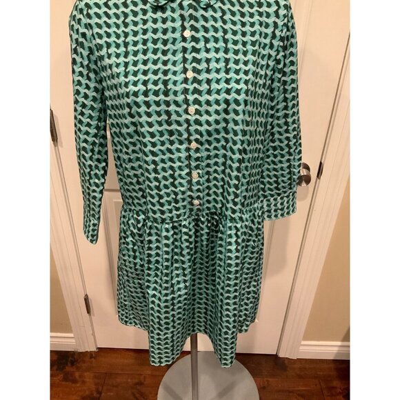 Tuckernuck Green White Wavy Striped Geometric Hayes Dress, Size Small - Picture 3 of 7